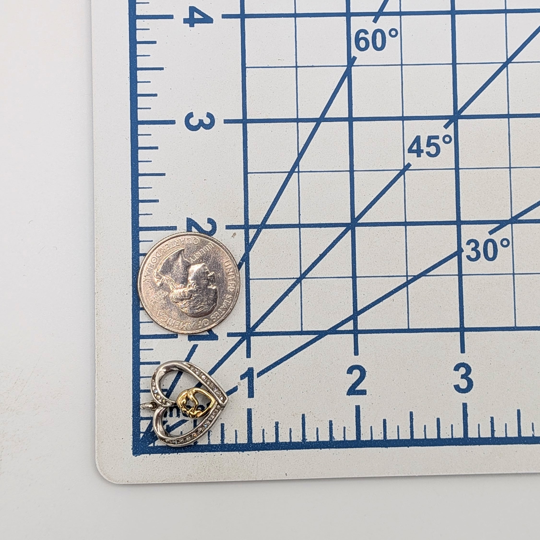 Signed 14K Yellow Gold Sterling Silver Mother and Child Heart Pendant