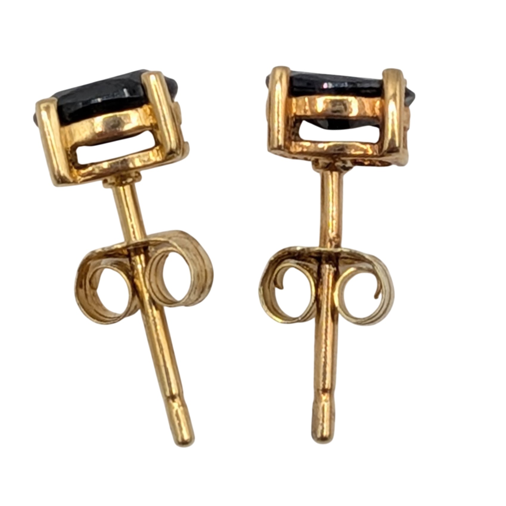 Gold Over Sterling Silver Sapphire Oval Cut Solitaire Stud Earrings