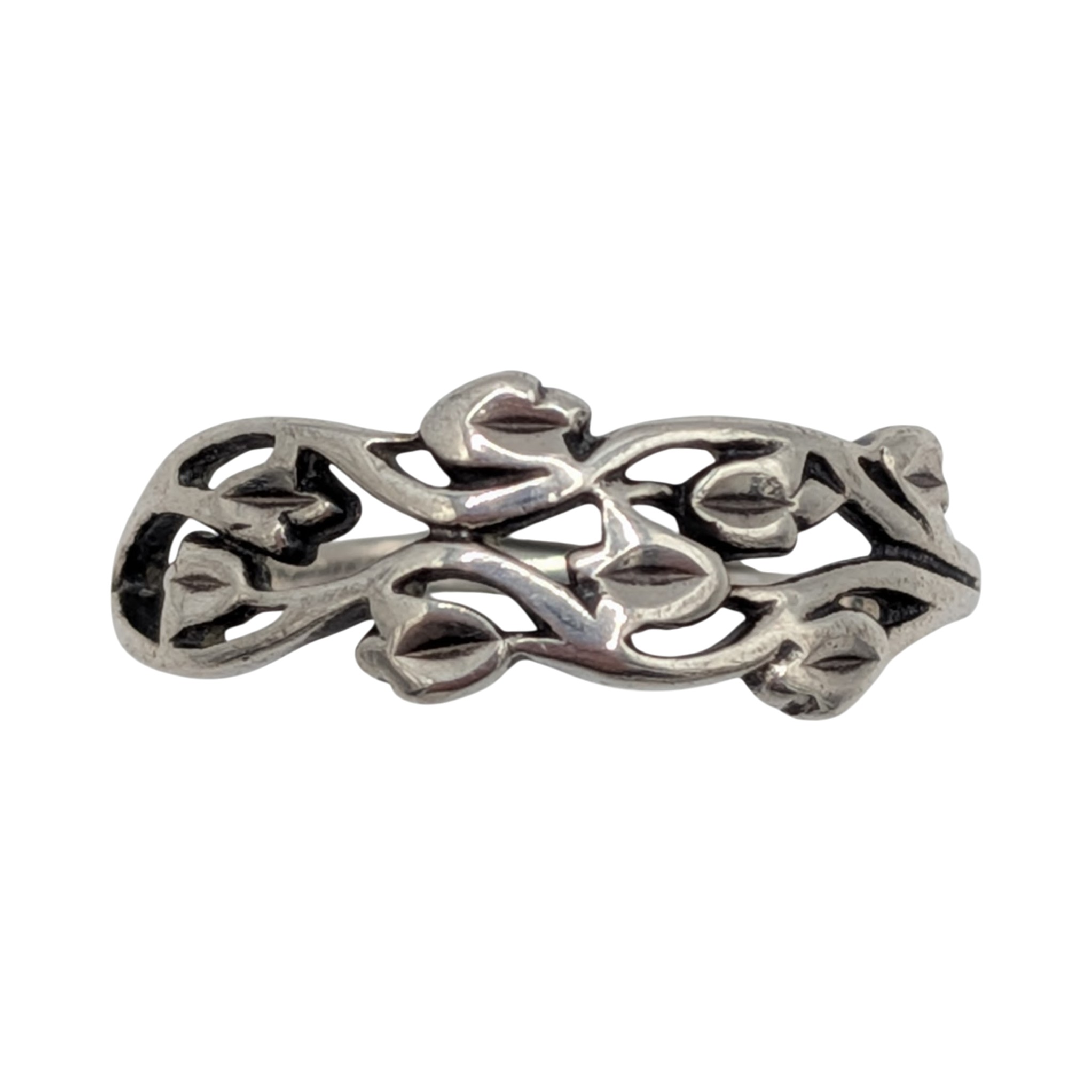 Signed Sterling Silver Floral Vine Ring Size 7.75