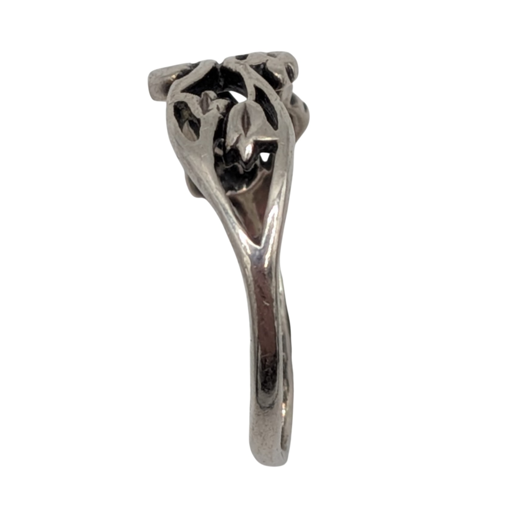 Signed Sterling Silver Floral Vine Ring Size 7.75