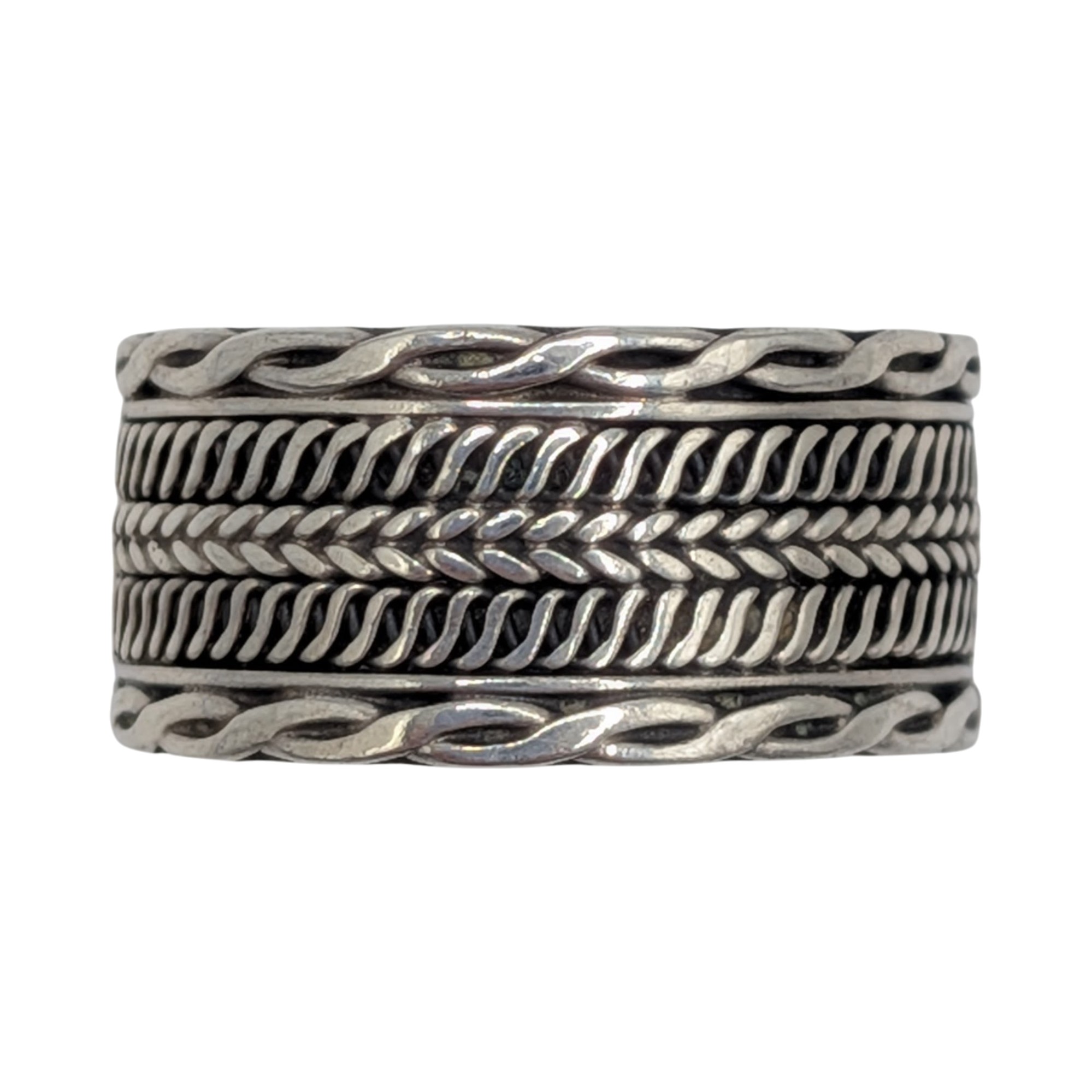 Sterling Silver Woven Wide Band Ring Size 7.5