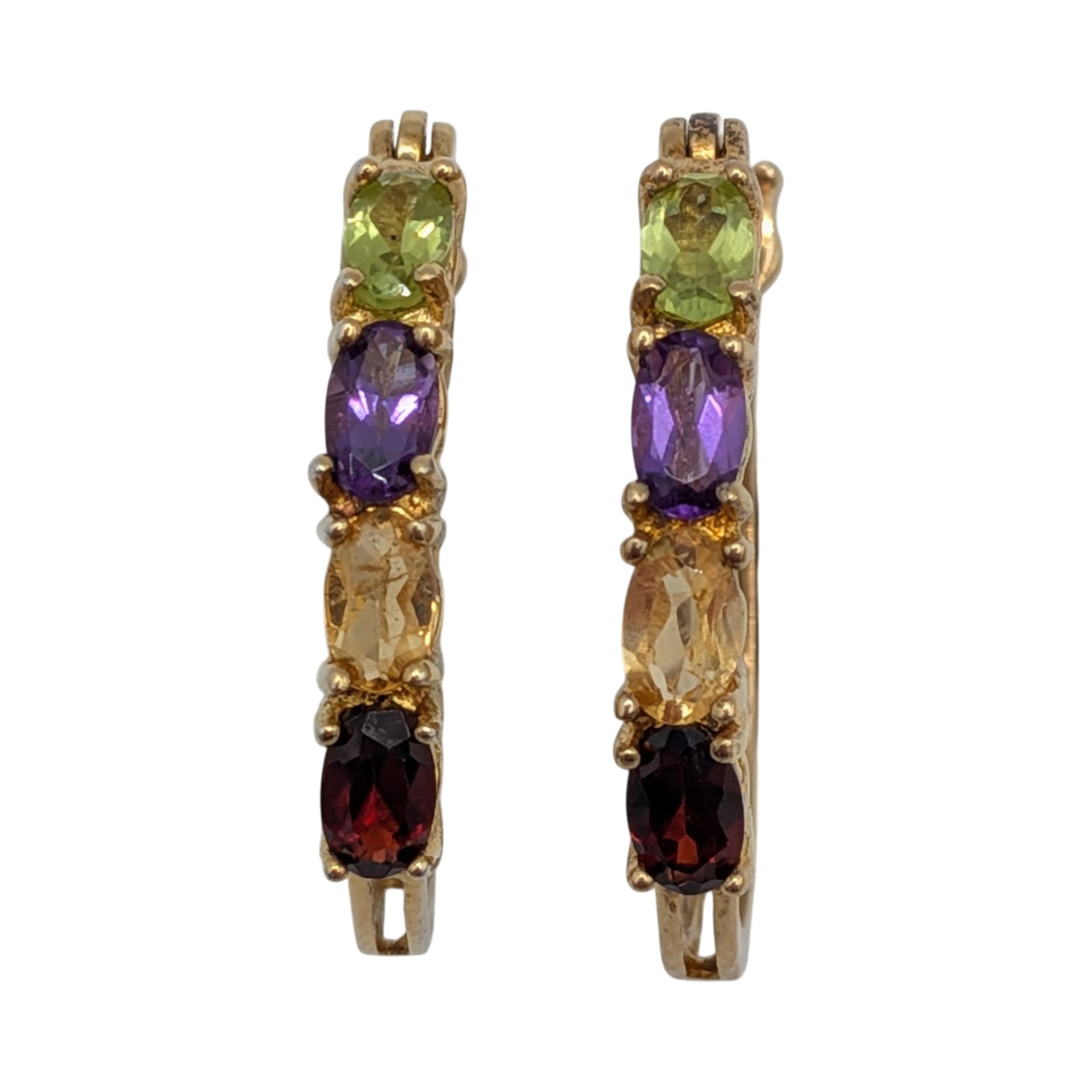 Ross Simons Gold Over Sterling Silver Multi-Stone Hoop Earrings