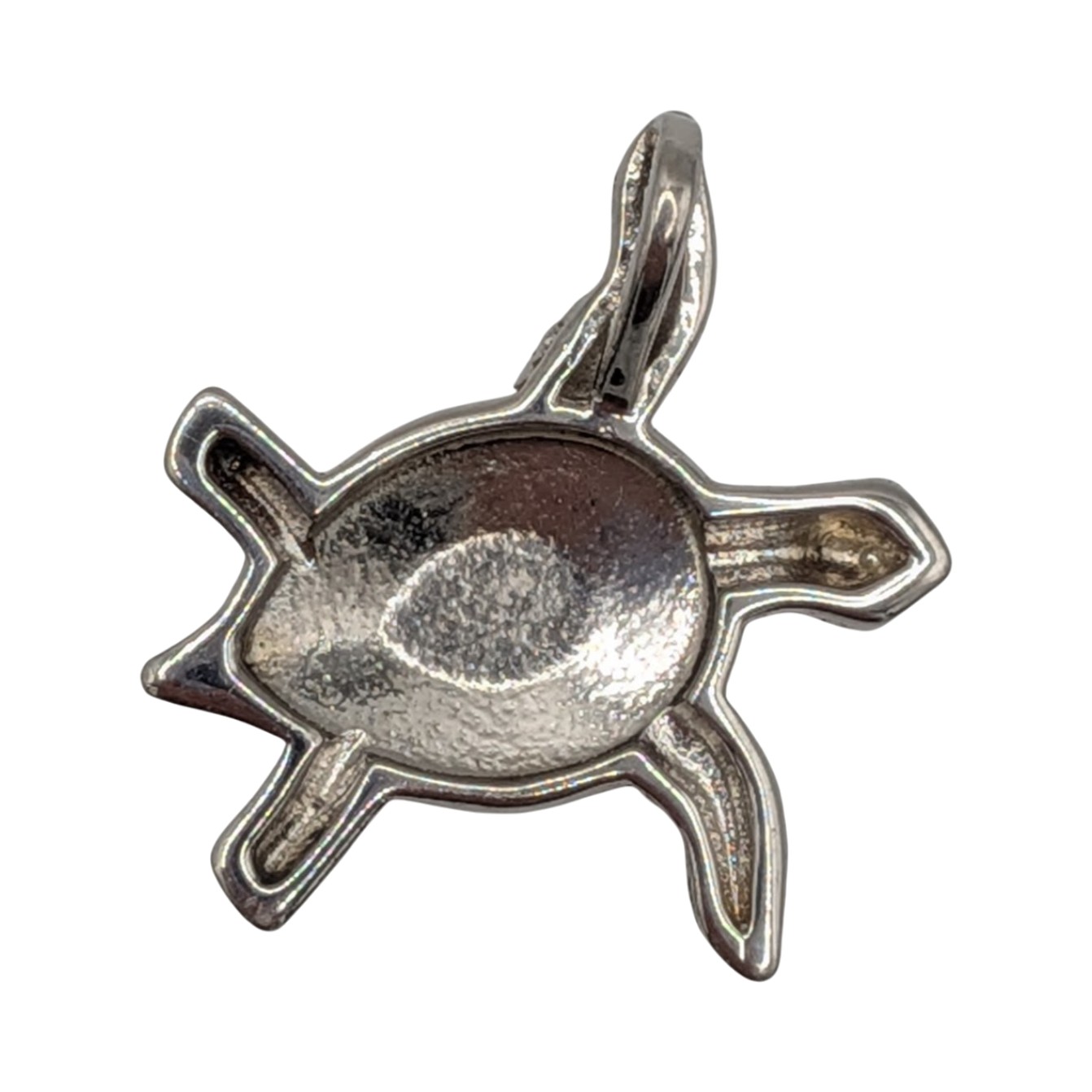 Sterling Silver Opal Inlay Sea Turtle Slide Pendant