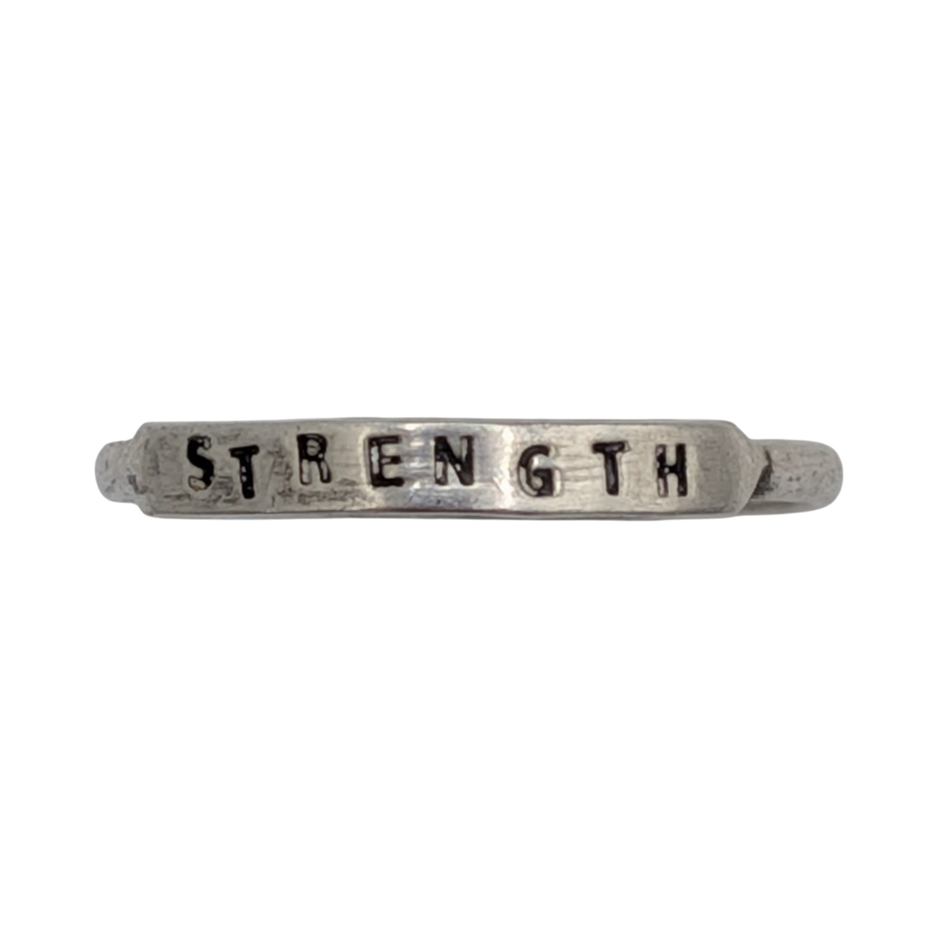 Signed Sterling Silver Strength Ring Size 5.75