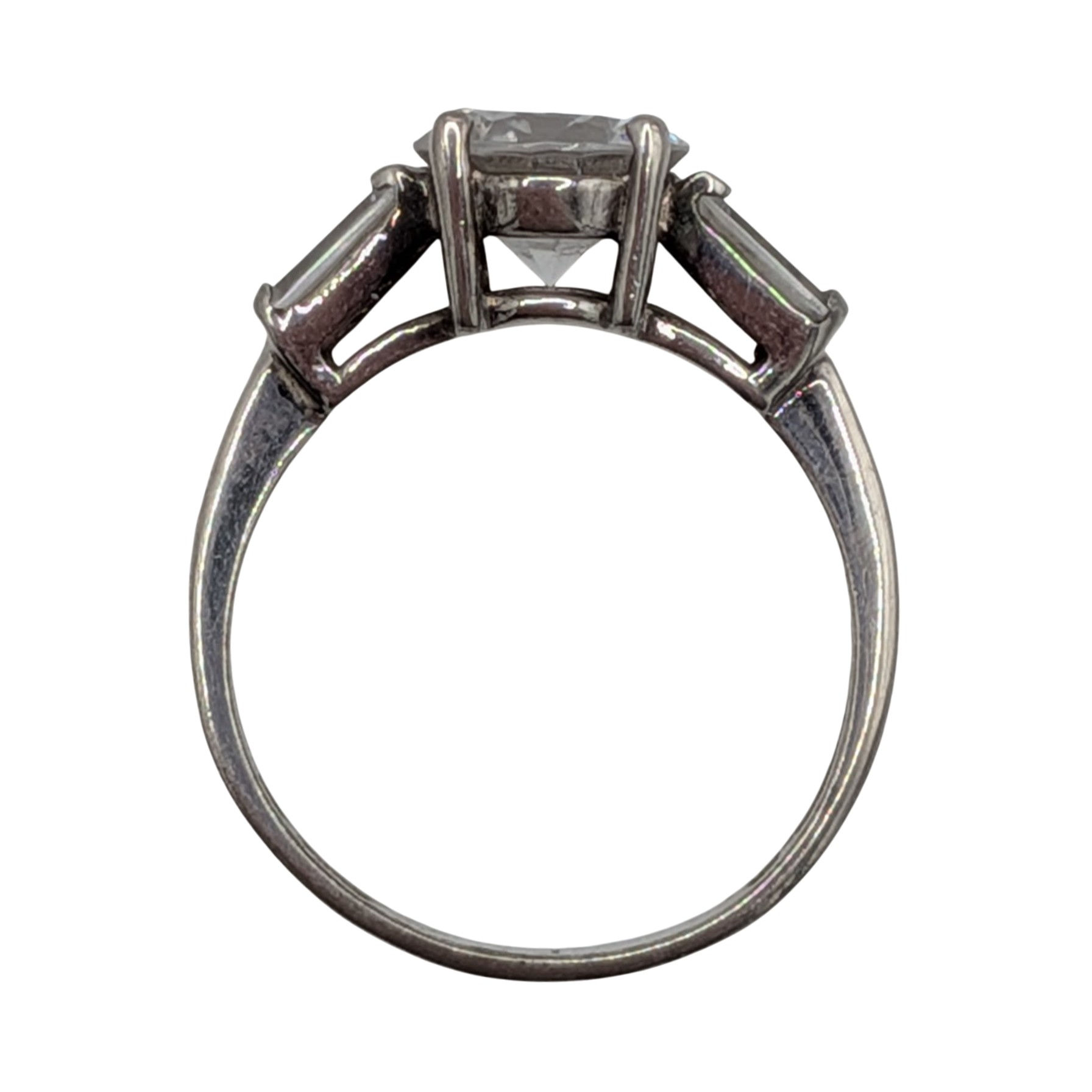Signed Sterling Silver White CZ Tapered Three Stone Ring Size 8