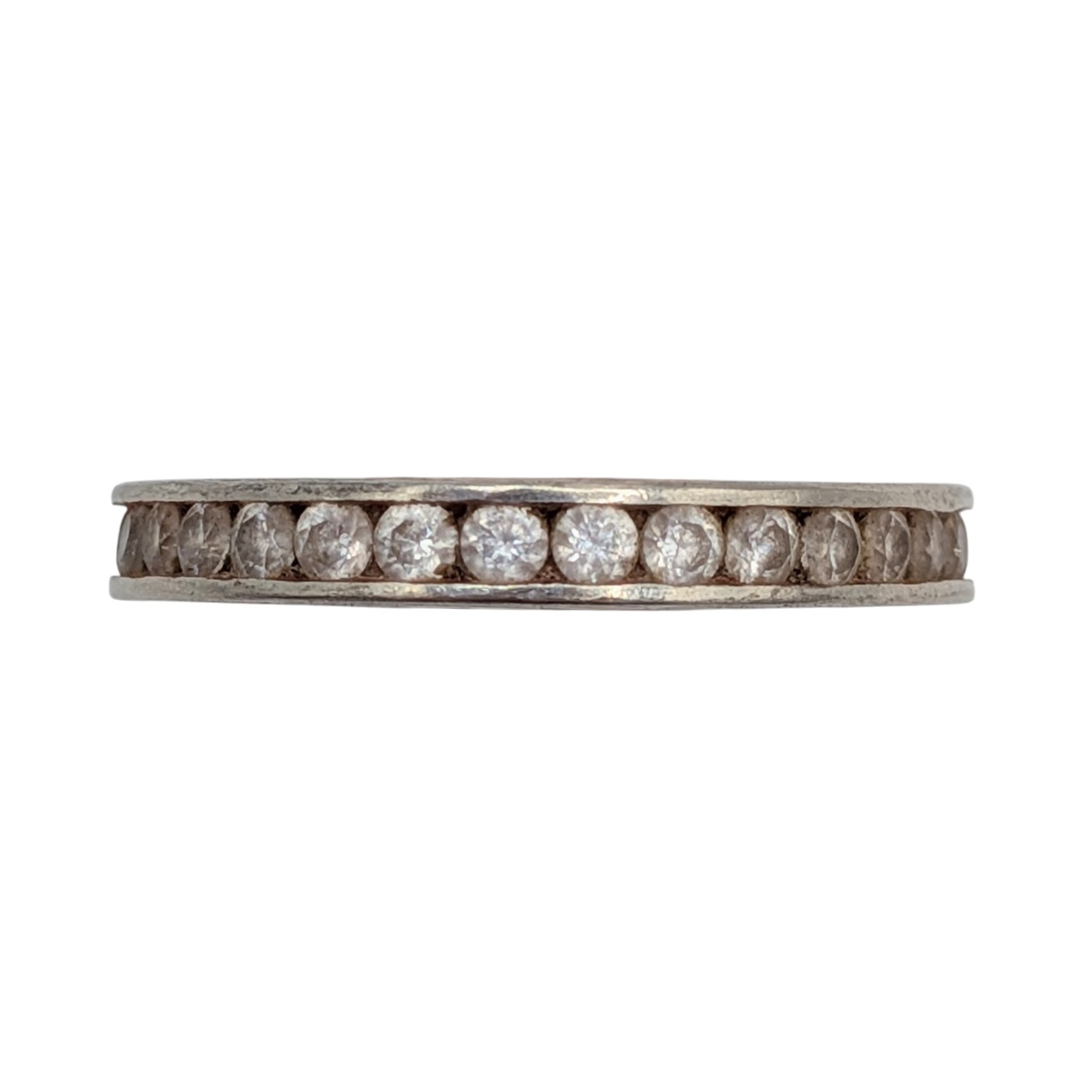 Signed Rose Gold Over Sterling Silver CZ Channel Set Eternity Band Ring Size 8.25