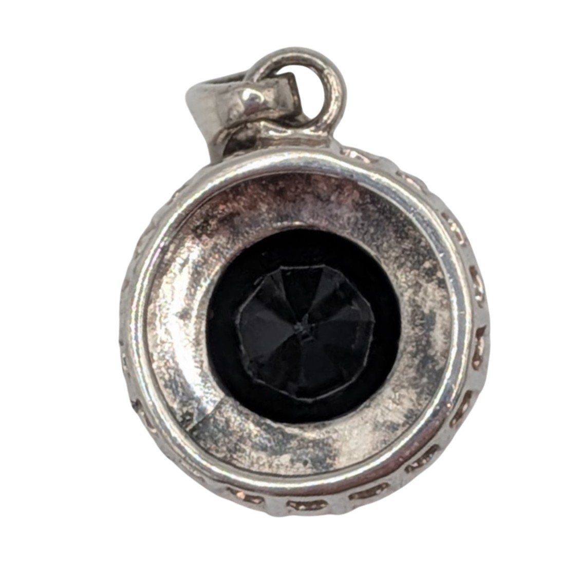 Signed Sterling Silver Rhinestone Round Cut Halo Pendant