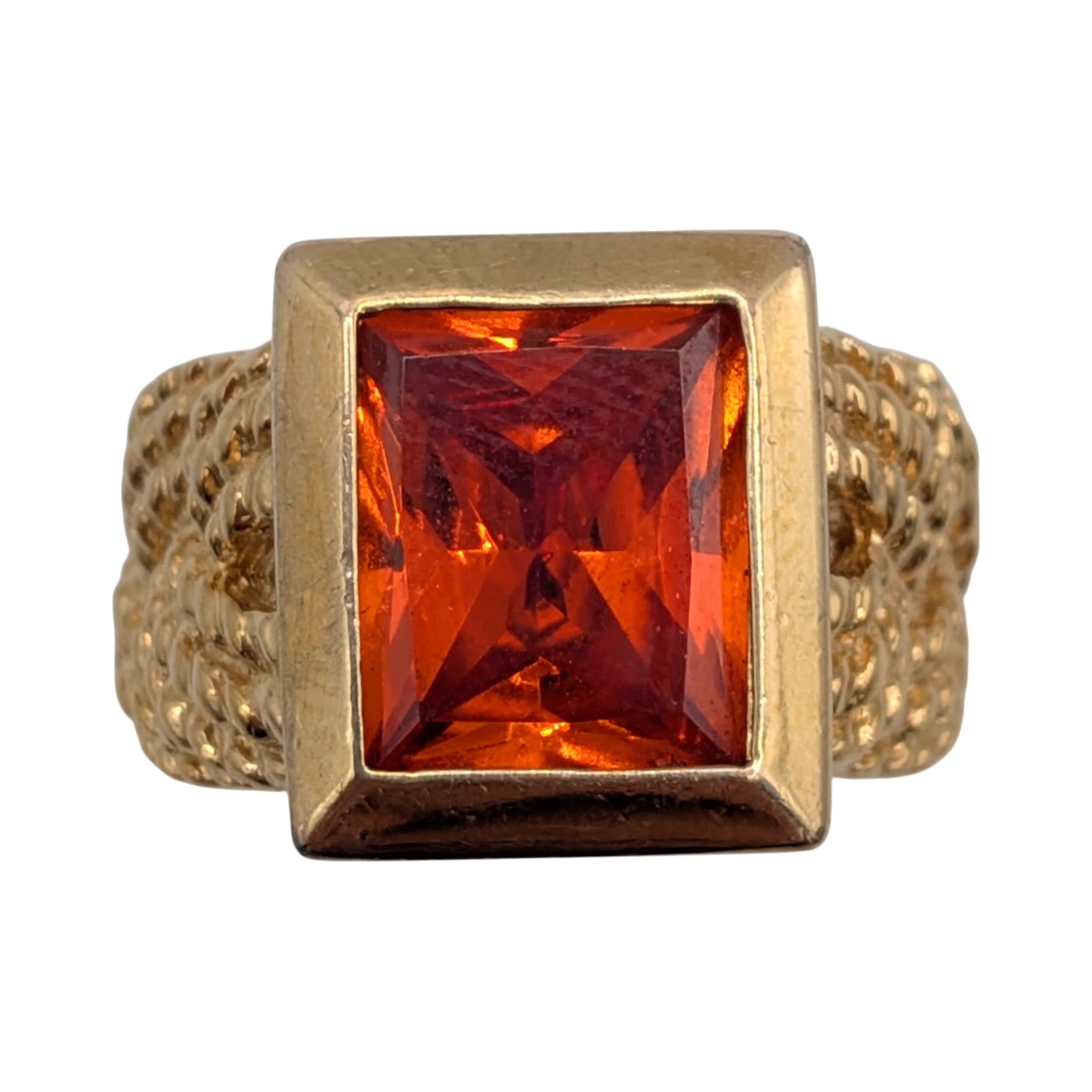 Ross Simons Gold Over Sterling Silver Orange CZ Braided Rope Detail Ring Size 7