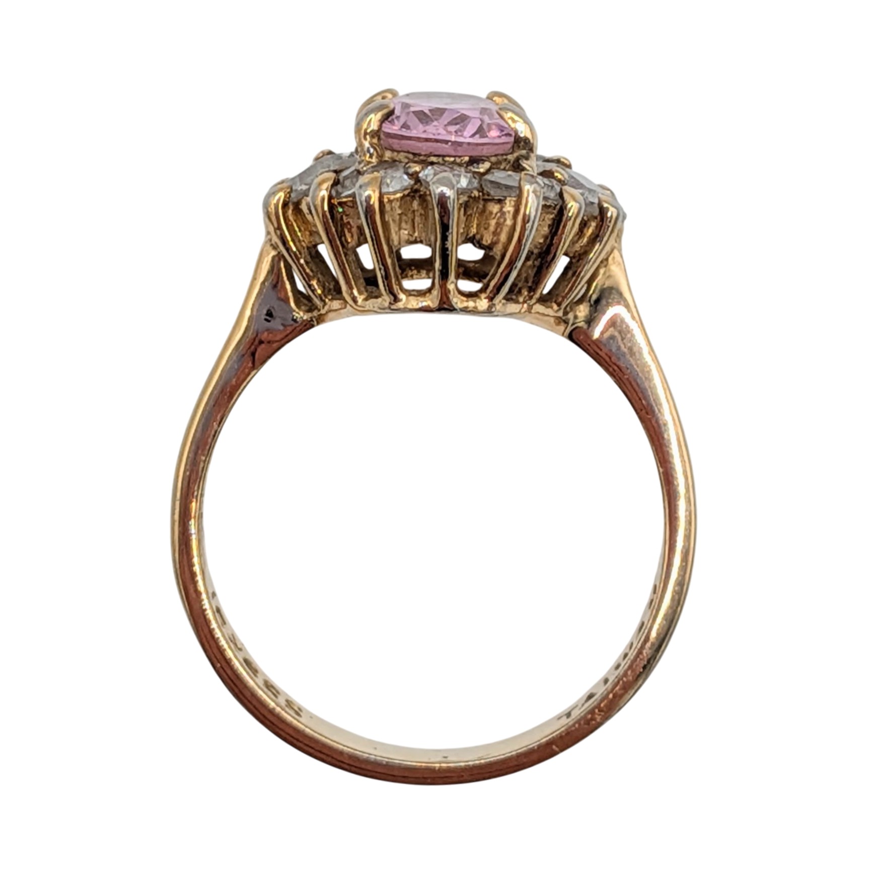 Signed Gold Over Sterling Silver CZ Oval Cut Halo Ring Size 6.25