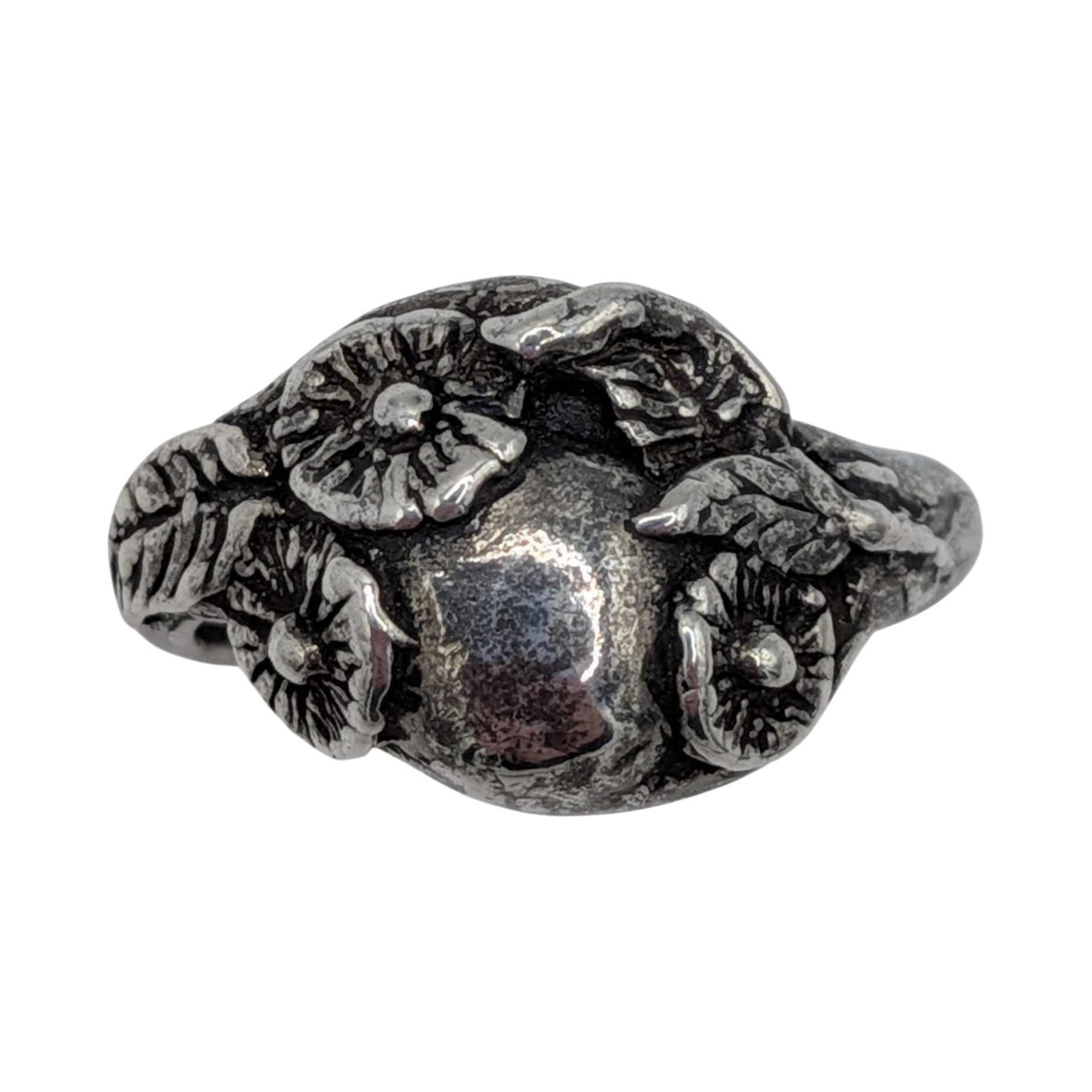 Sterling Silver Cast Flowered Vine Ring Size 7.25