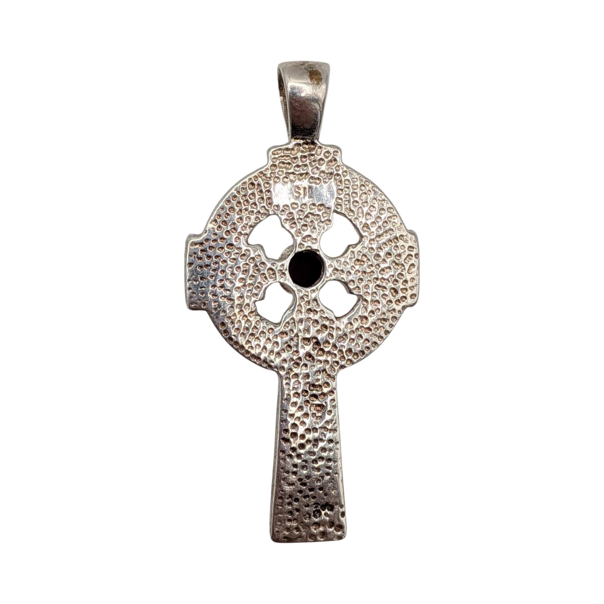 Sterling Silver Garnet Celtic Cross Pendant