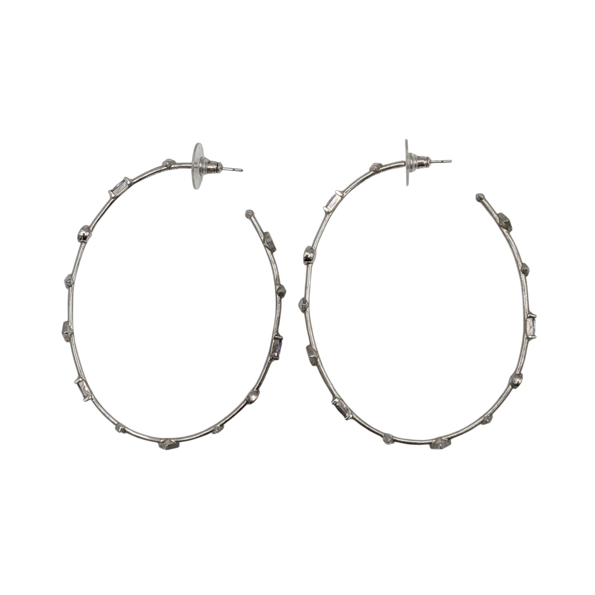 Kendra Scott Sterling Silver Lavender Crystal Segmented Hoop Stud Earrings