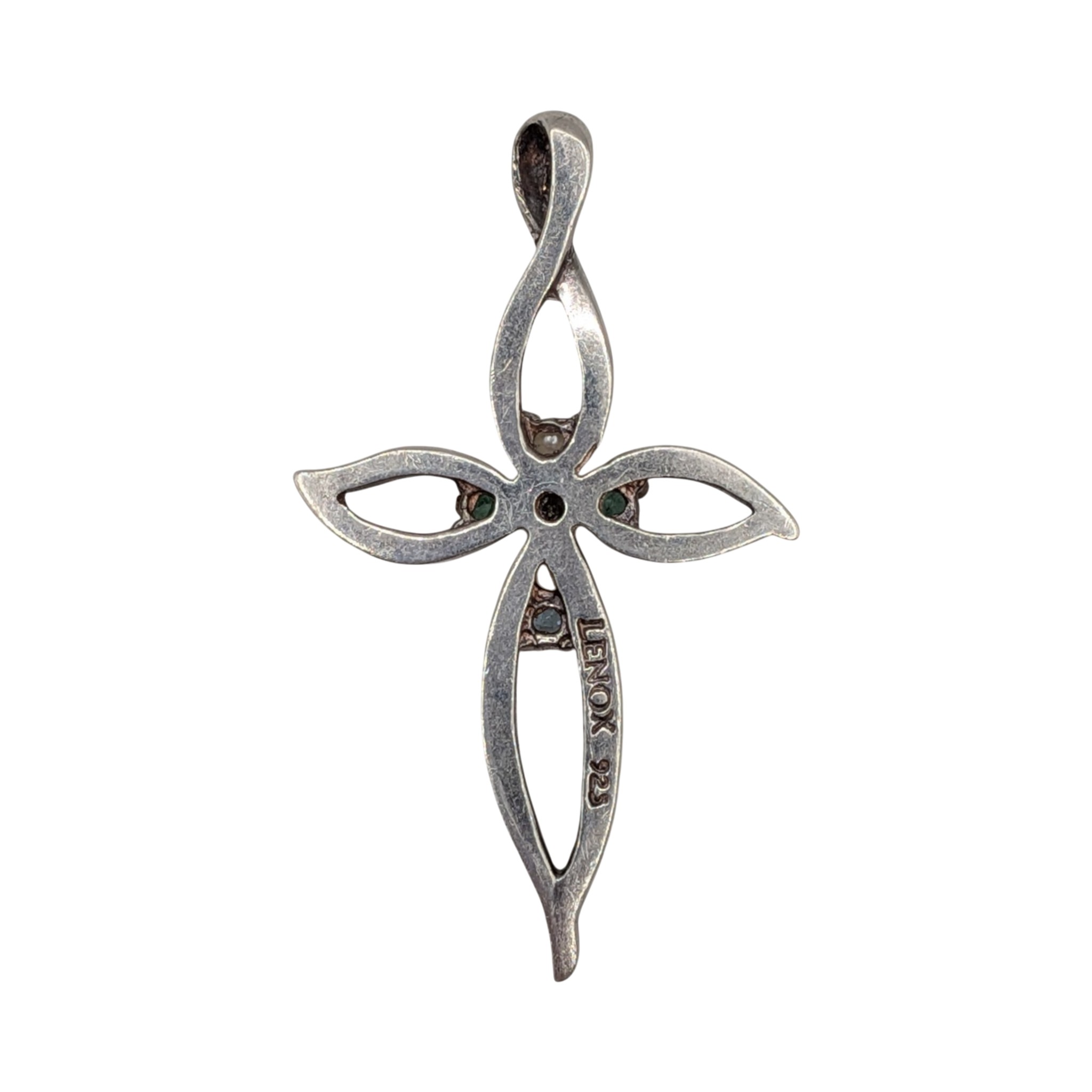 Lenox Sterling Silver Multi-Stone Open Cross Pendant
