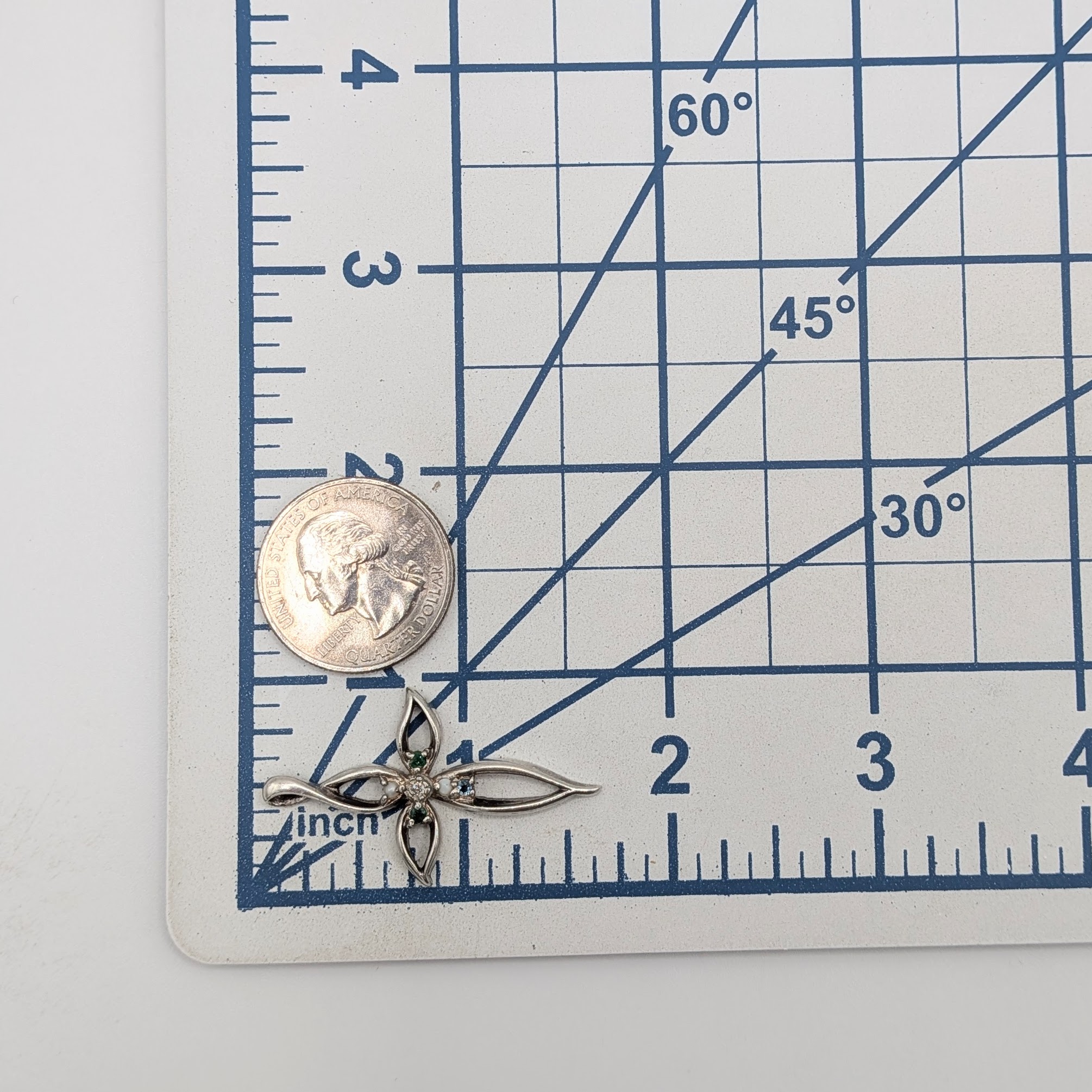 Lenox Sterling Silver Multi-Stone Open Cross Pendant