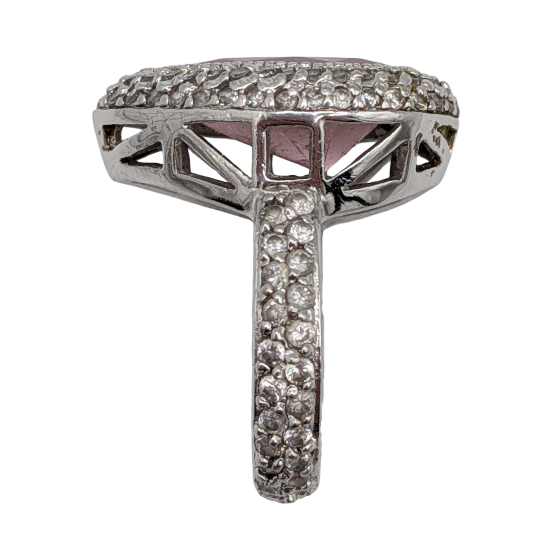 Sterling Silver CZ Pear Cut Halo Statement Ring size 5.25