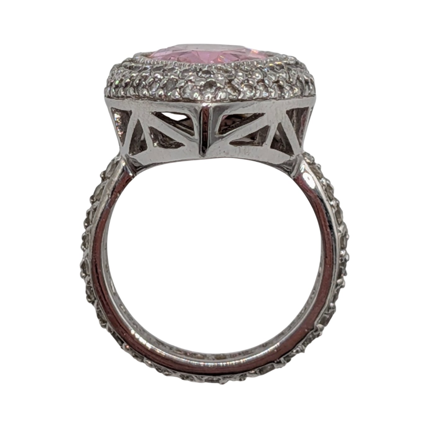 Sterling Silver CZ Pear Cut Halo Statement Ring size 5.25