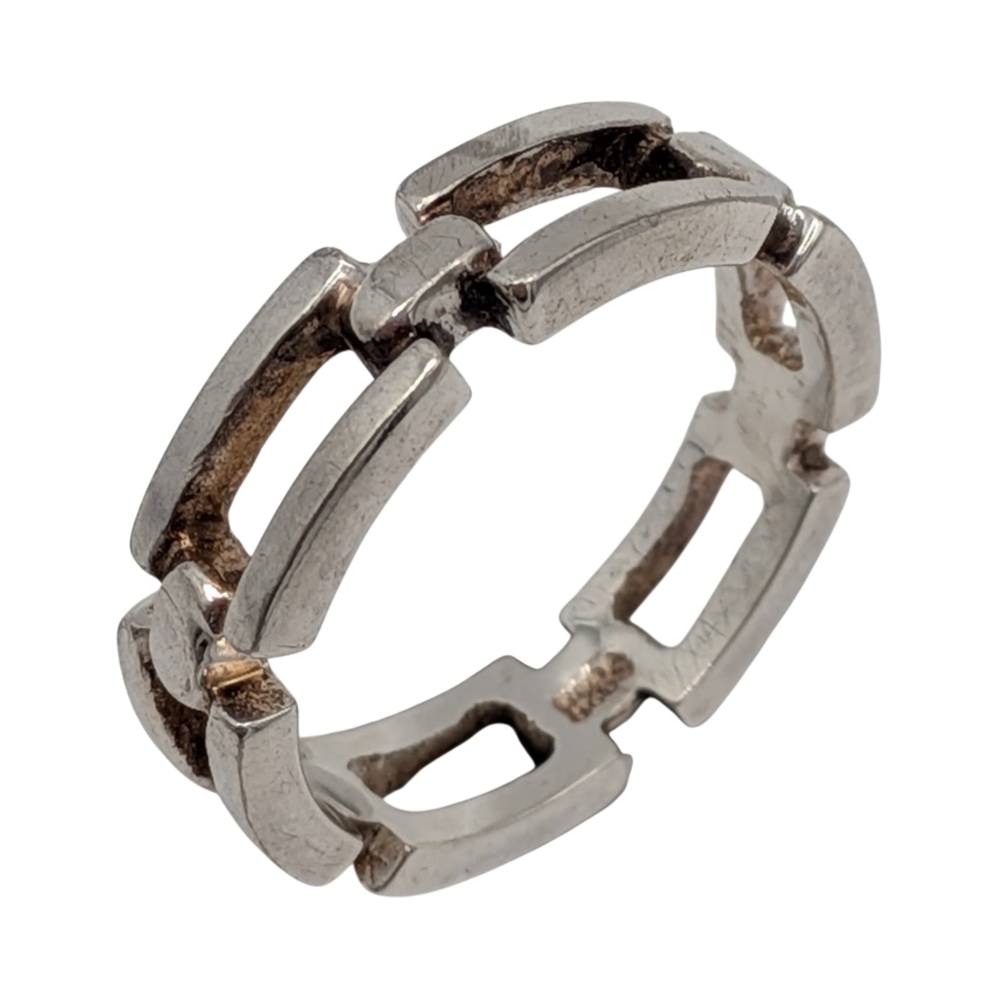 Sterling Silver Open Chain Link Band Ring Size 9