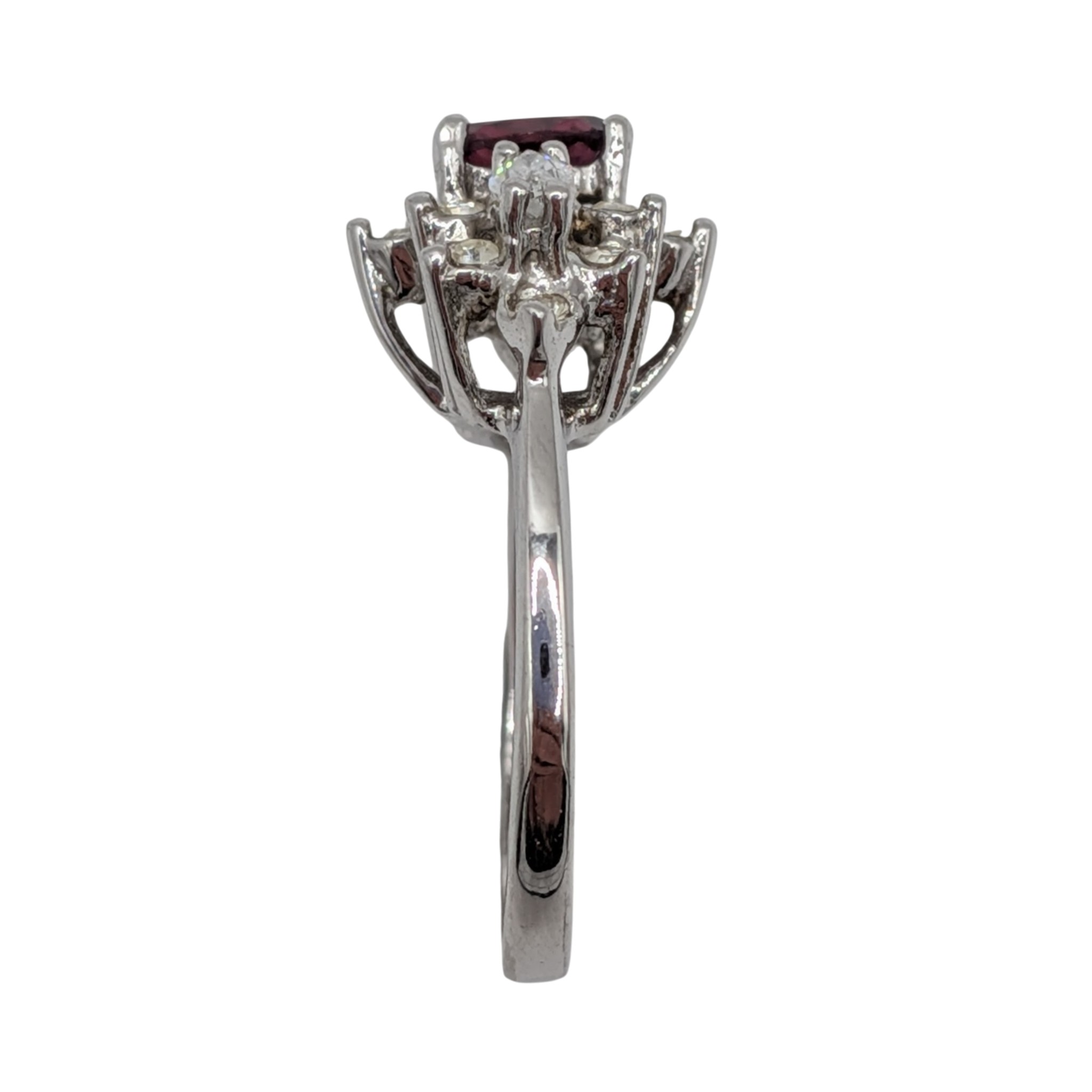 Signed Sterling Silver Garnet CZ Cluster Ring Size 6