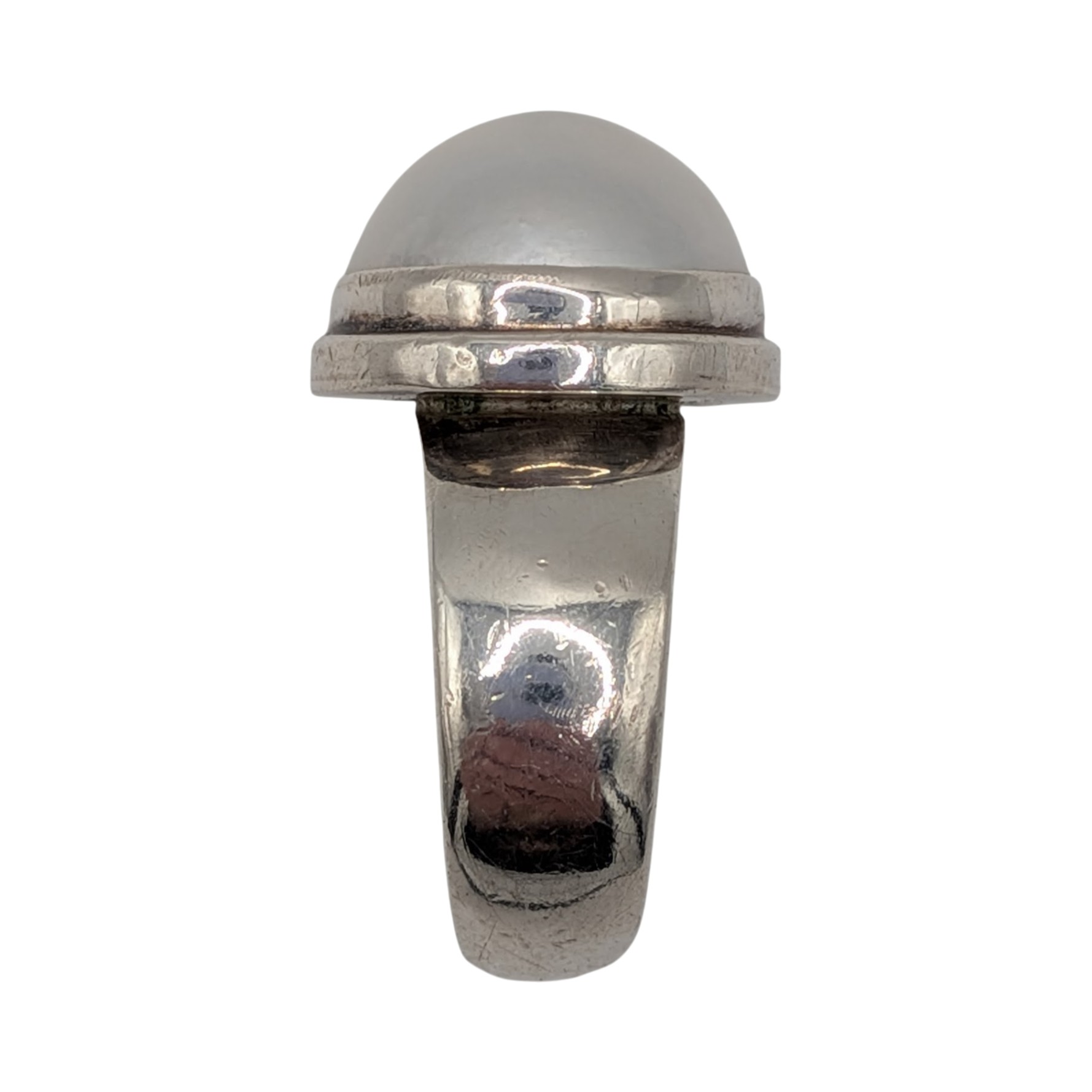 Sterling Silver Pearl Half Dome Solitaire Ring Size 7