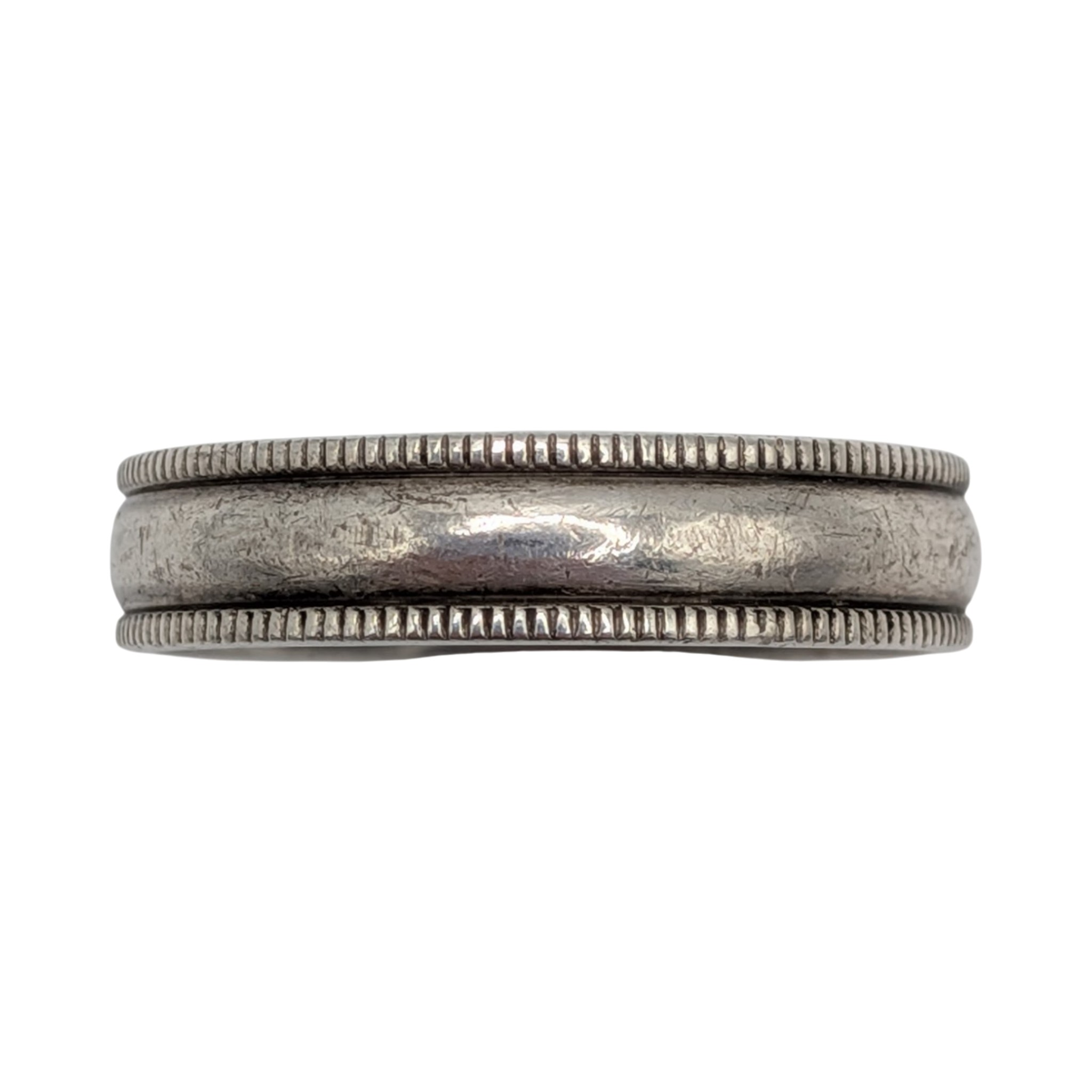 Signed Sterling Silver Milgrain Edge Band Ring Size 8.5