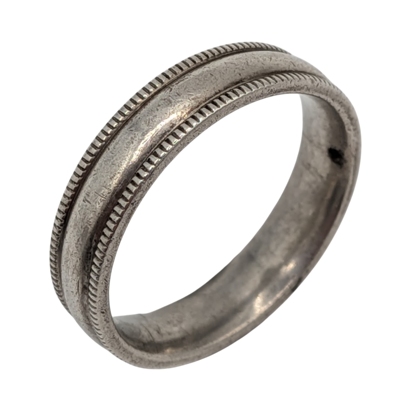 Signed Sterling Silver Milgrain Edge Band Ring Size 8.5