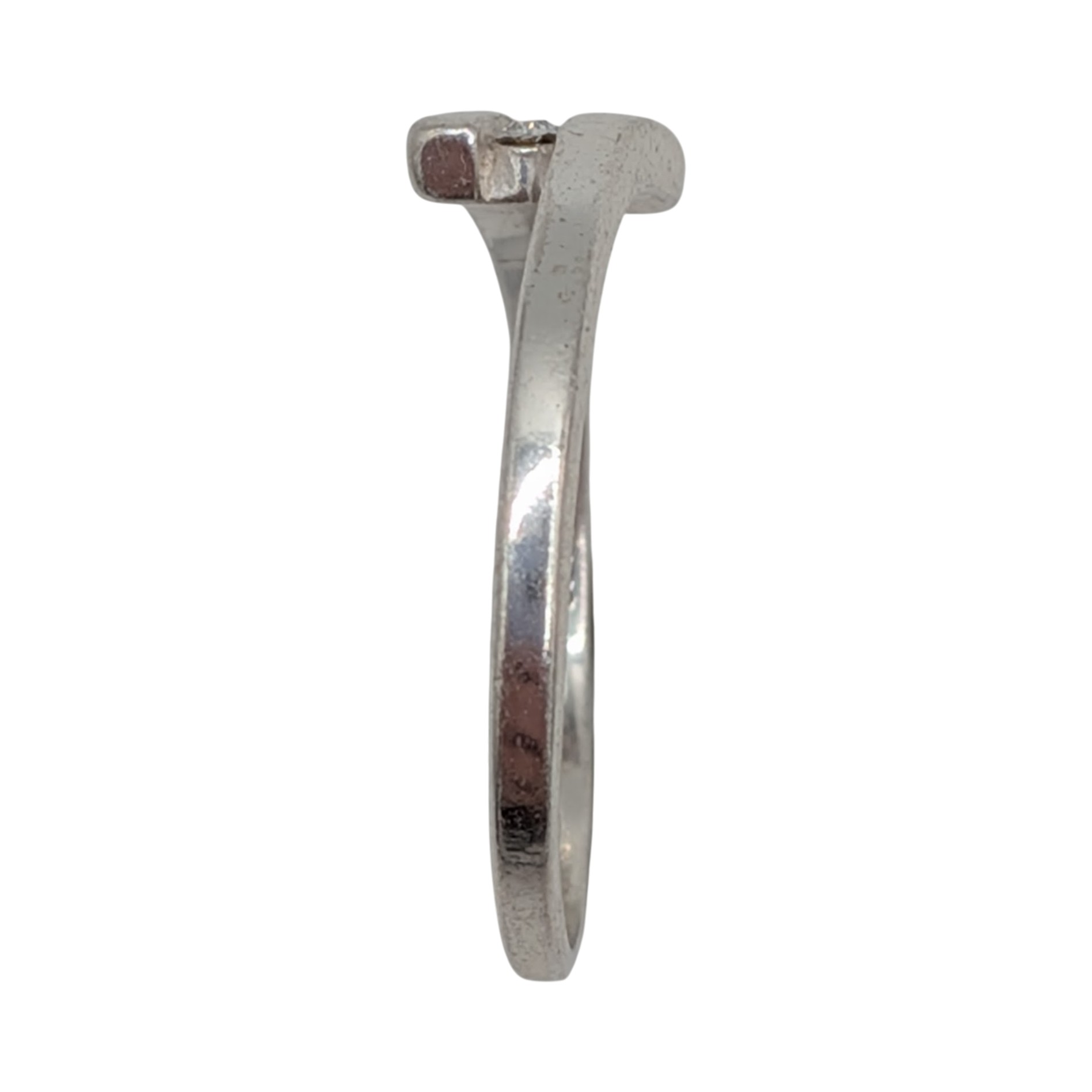 Signed Sterling Silver CZ Bypass Band Ring Size 7.5