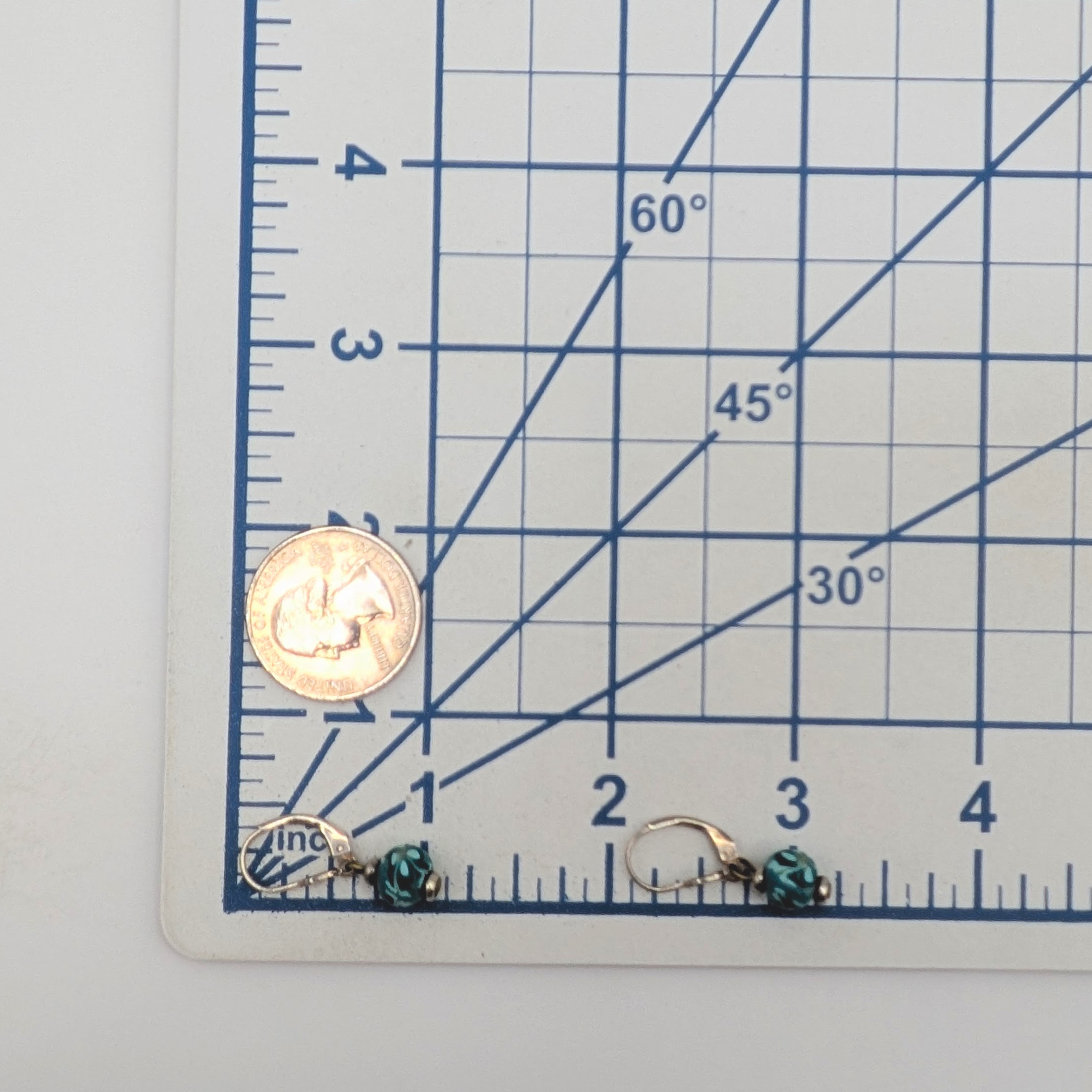 Sterling Silver Blue Polymer Flower Bead Drop Earrings