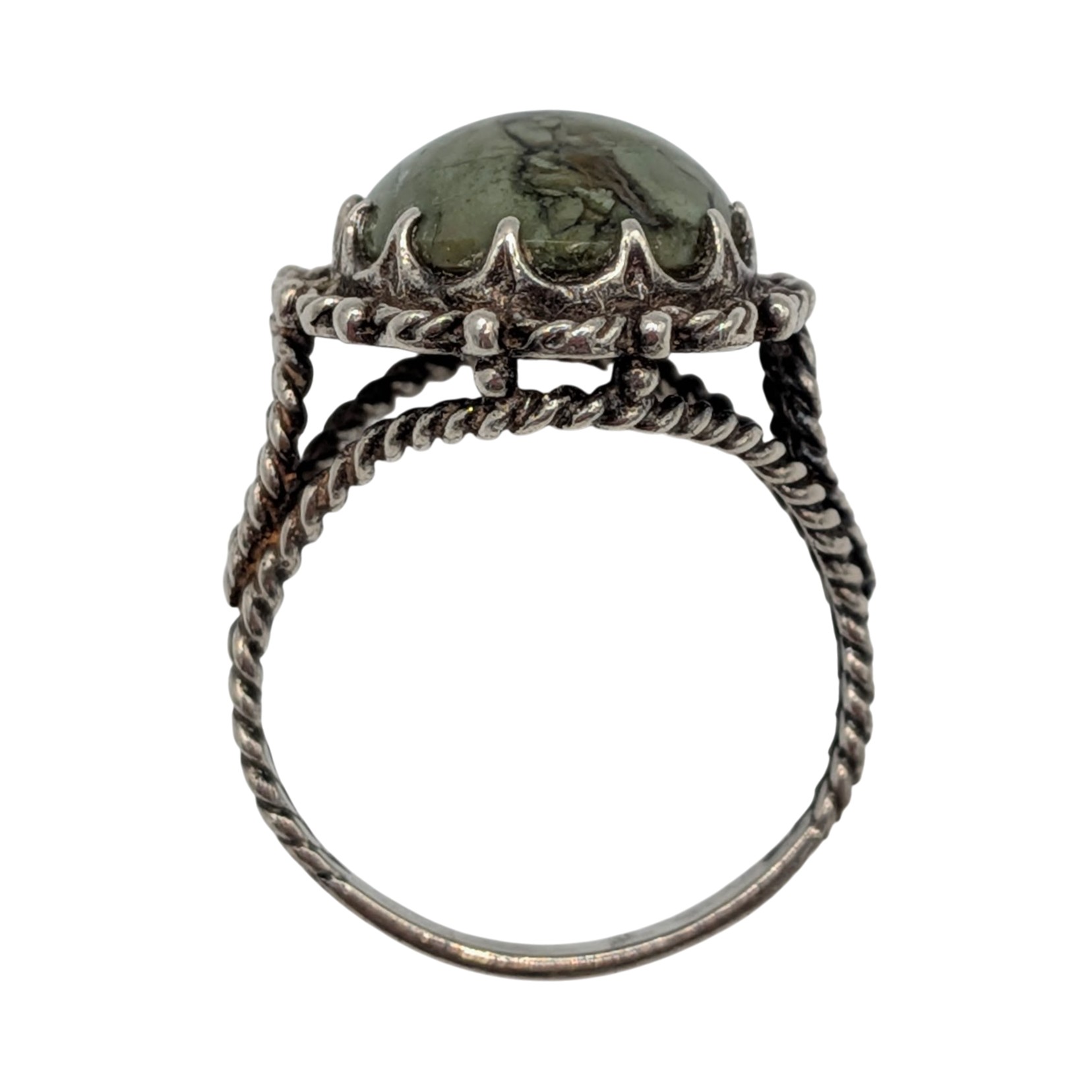 Sterling Silver Jasper Twisted Rope Detail Ring Size 9
