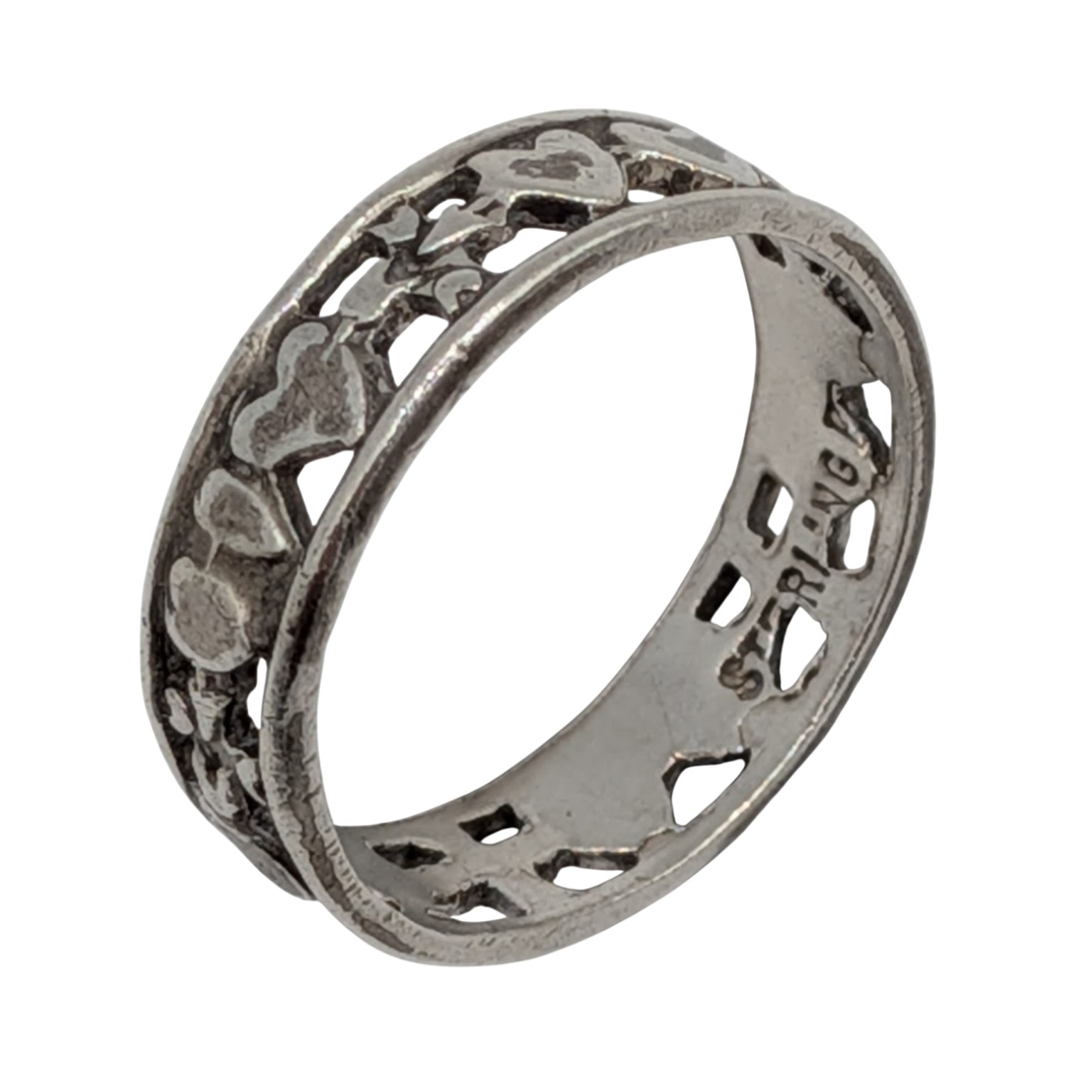 Sterling Silver Arrow Through Hearts Band Ring Size 6.75