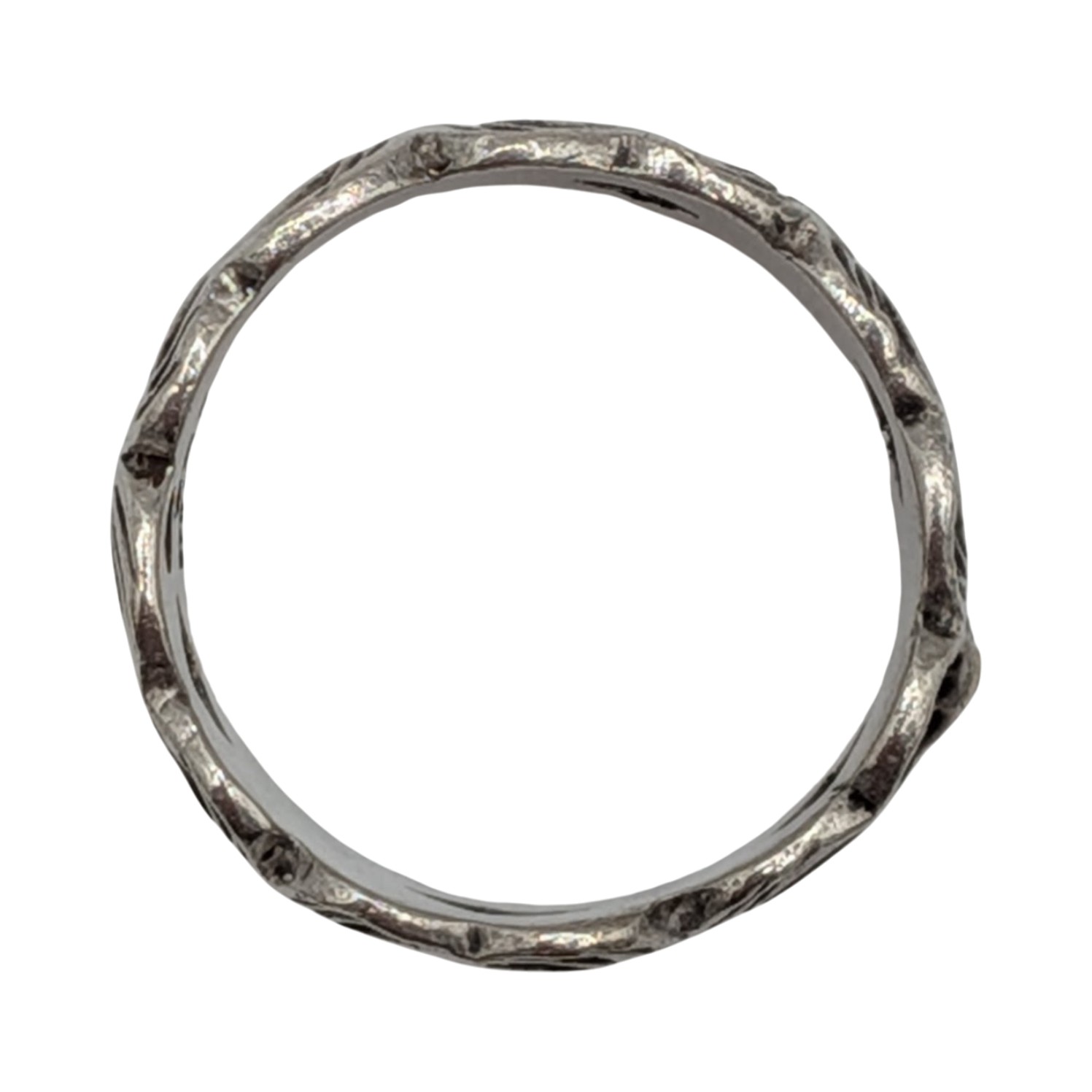 Signed Sterling Silver Flower Engraved Band Ring Size 5