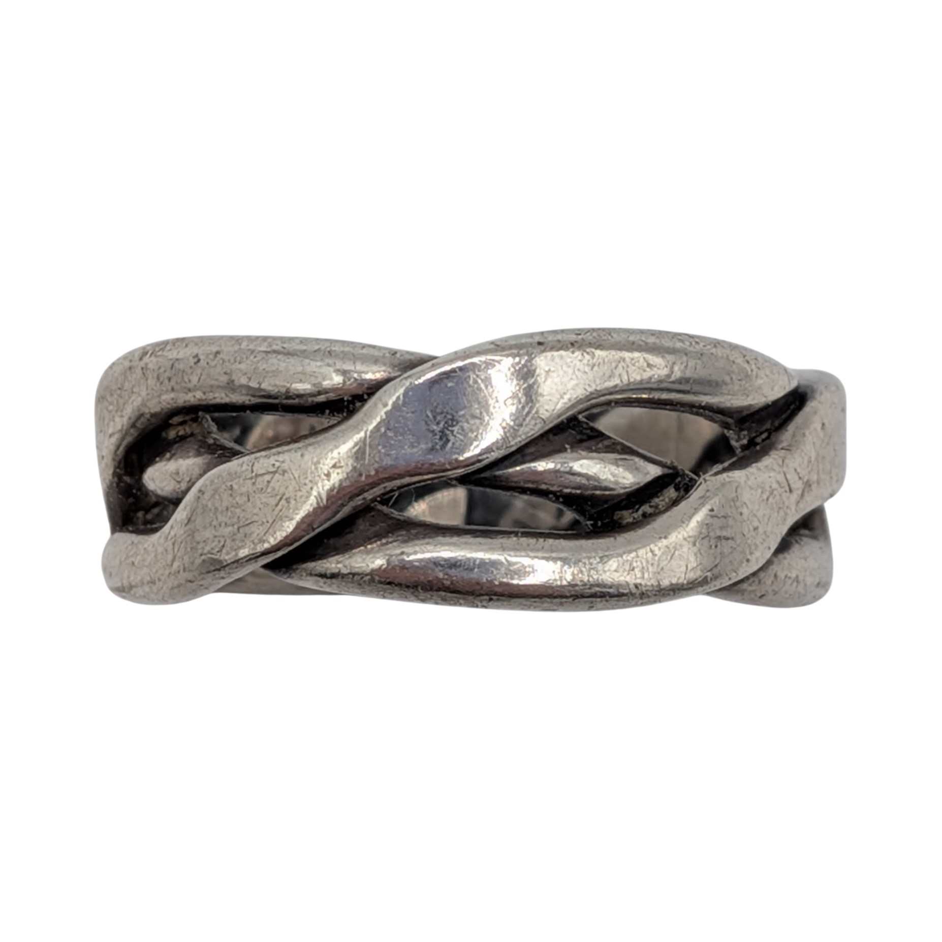 Sterling Silver Flattened Braid Band Ring Size 7.75