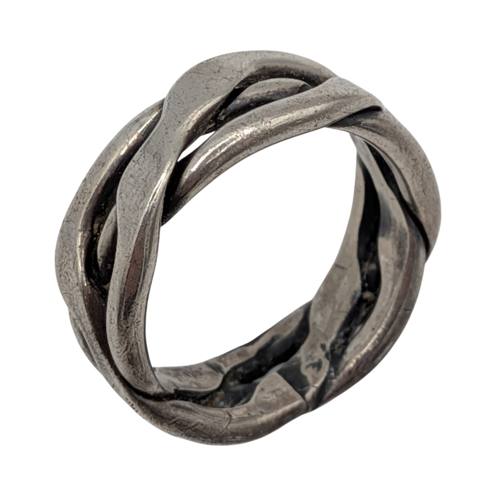 Sterling Silver Flattened Braid Band Ring Size 7.75