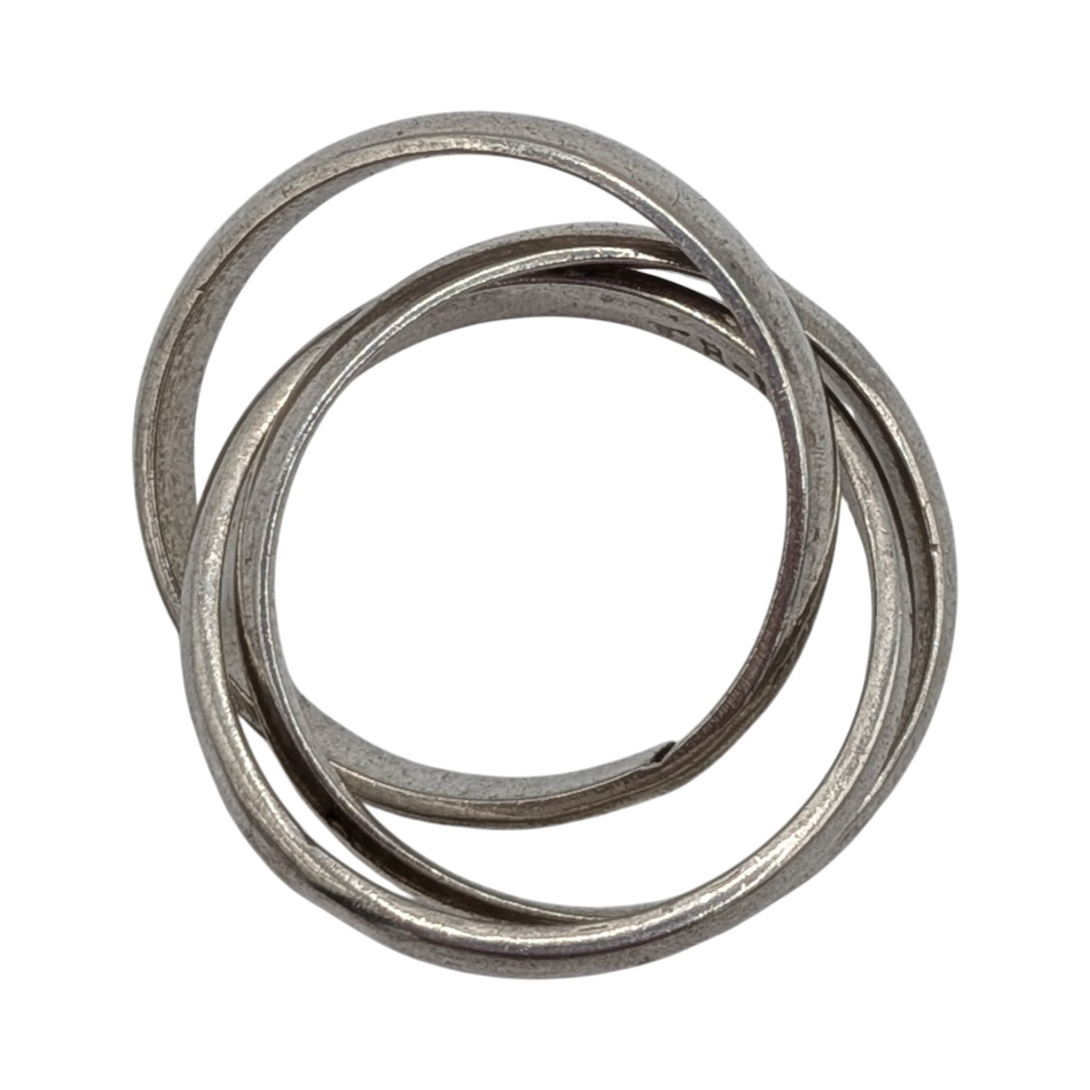 Signed Sterling Silver Triple Interlocking Bands Ring Size 5.5