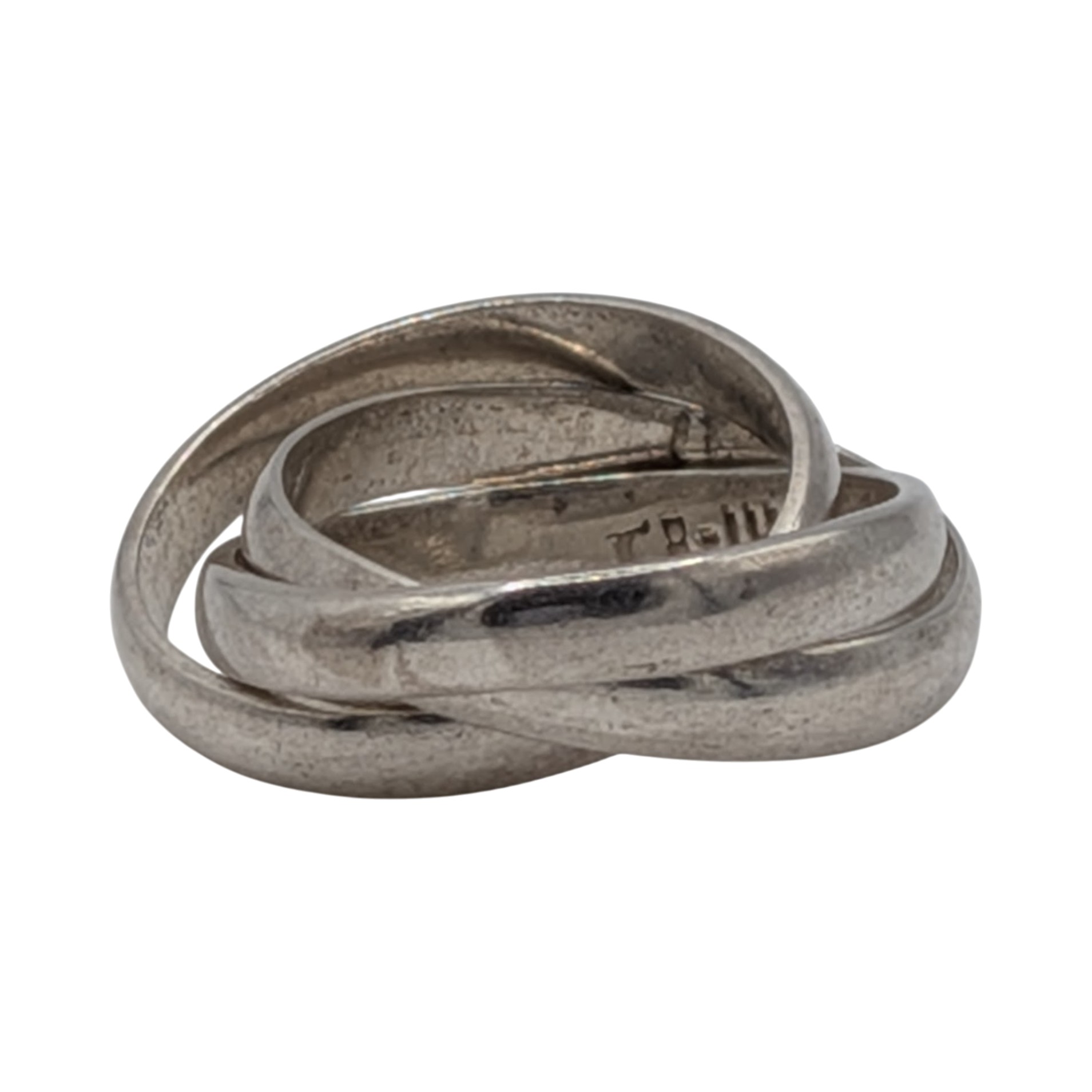 Signed Sterling Silver Triple Interlocking Bands Ring Size 5.5