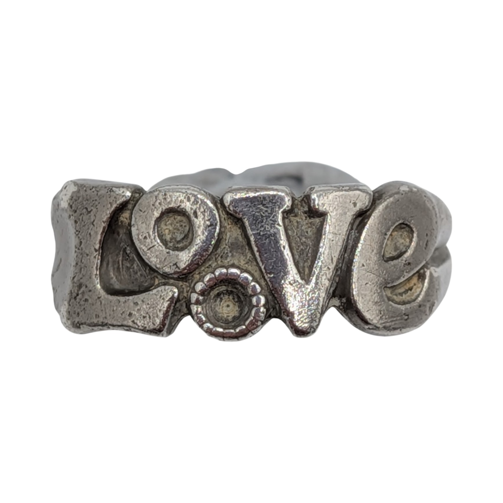 Signed Sterling Silver Love Script Ring Size 4.5