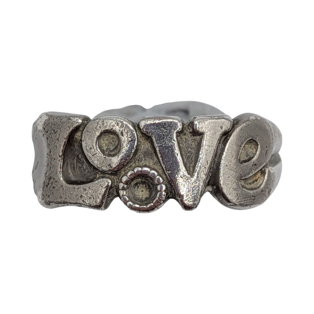 Lot 589: Signed Sterling Silver Love Script Ring Size 4.5