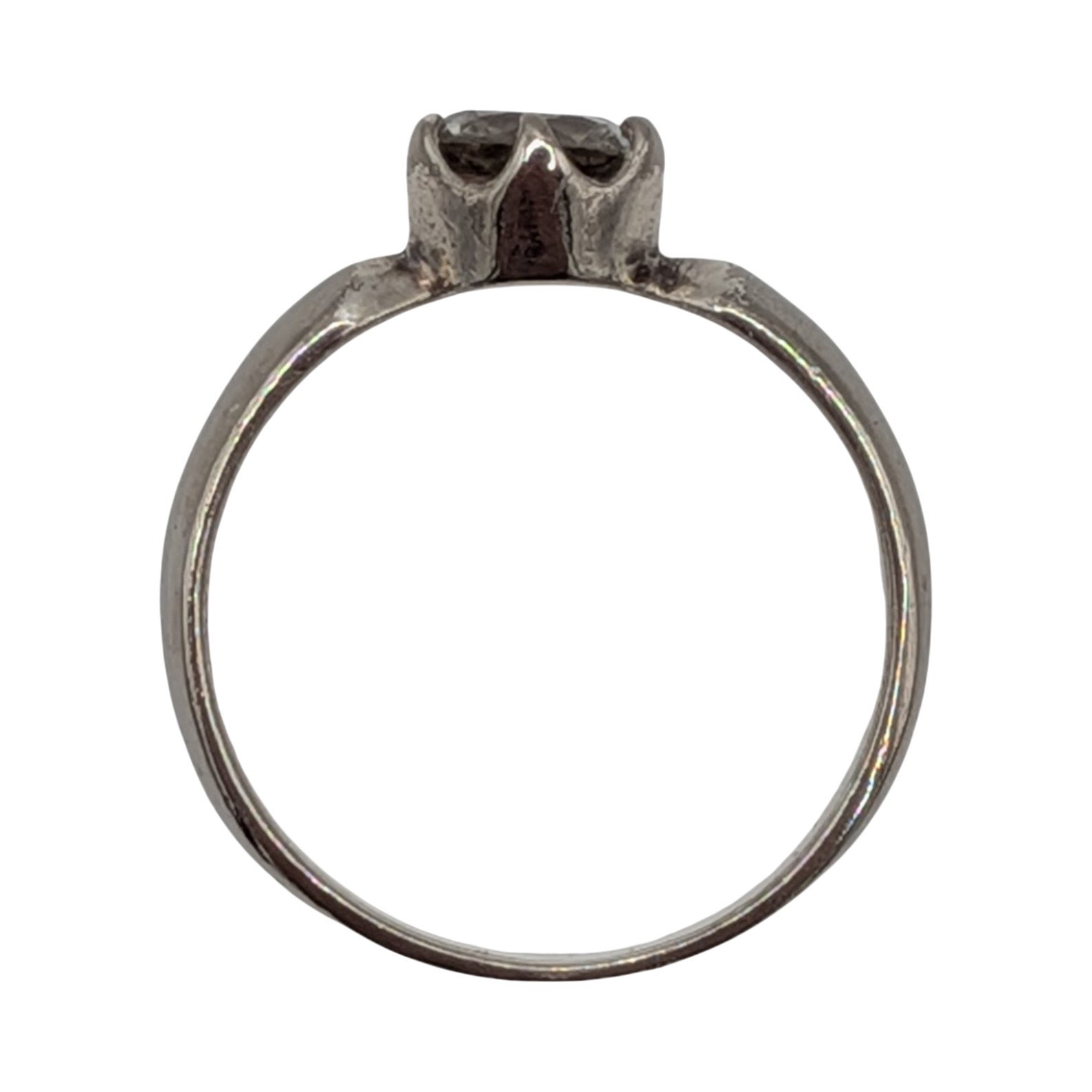 Signed Sterling Silver Rhinestone Solitaire Ring Size 8.5