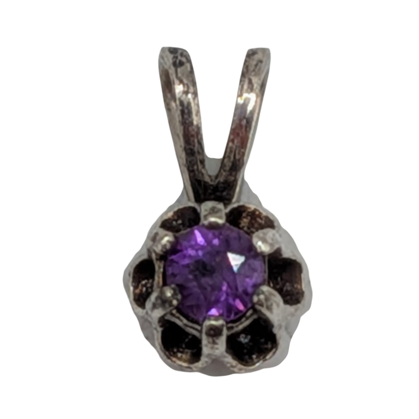 Sterling Silver Amethyst Solitaire Birthstone Pendant