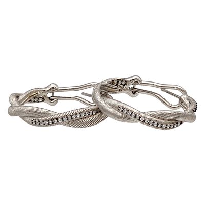Judith Ripka Sterling Cubic Zirconia Twist Hoop Earrings - 8.6g