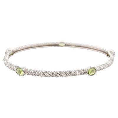 Judith Ripka Sterling Peridot Bangle Bracelet. Judith Ripka Sterling Peridot Station Bangle 