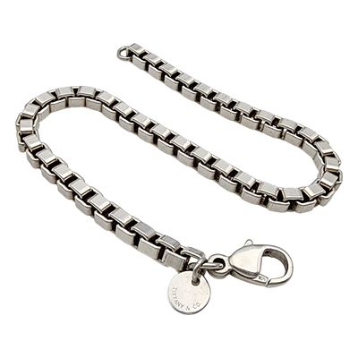 Tiffany & Co. Sterling Box Chain Bracelet, 4mm, 7.5" - 16.1g