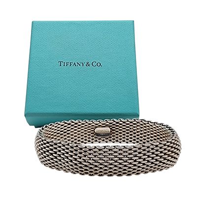 Tiffany & Co. Sterling Somerset Mesh Bracelet - 59.8g, comes with Tiffany box as shown