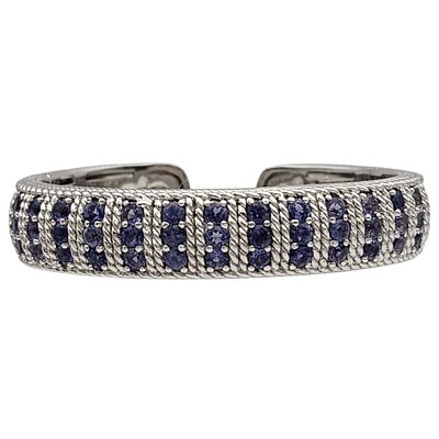 Judith Ripka Sterling Amethyst and Cubic Zirconia Cuff Bracelet - 46.9g
