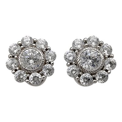 Judith Ripka Sterling Cubic Zirconia Cluster Earrings 5.4g