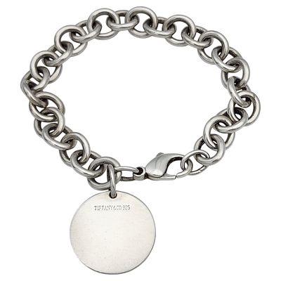 Tiffany & Co. Sterling Circle Charm Chain Link Bracelet, 7.75" - 36.1g