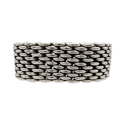Tiffany & Co. Sterling Somerset Mesh Ring Band Sz 10 - 9.2g