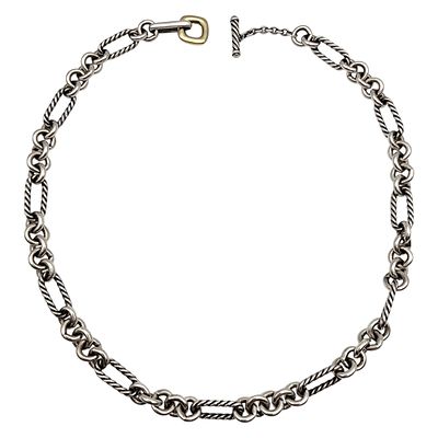 David Yurman 18k Gold & Sterling Figaro Chain Necklace. David Yurman Sterling & 18k Gold Figaro 