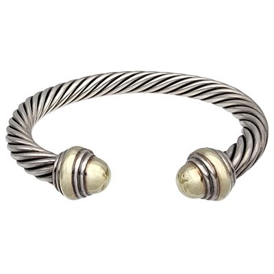 David Yurman 14k Gold & Sterling Cable Cuff Bracelet. David Yurman 14k Gold & Sterling Thick 