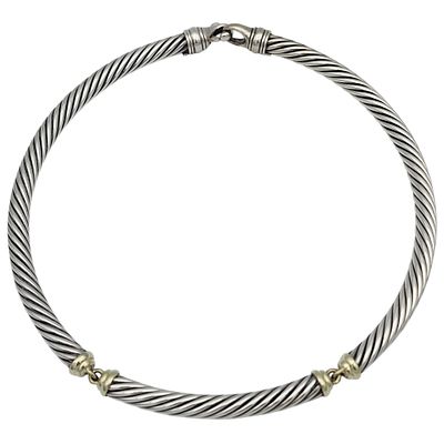 David Yurman 14k Gold & Sterling Cable Collar Necklace, 7mm -