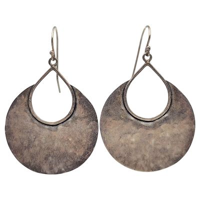 Silpada Israel Sterling Hammered Disc Earrings - 12.5g